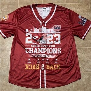 Kansas City Chiefs Red Super Bowl Champions Jersey button front NEW